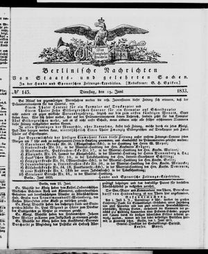 Berlinische Nachrichten von Staats- und gelehrten Sachen vom 25.06.1833