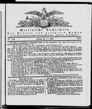 Berlinische Nachrichten von Staats- und gelehrten Sachen vom 28.06.1833