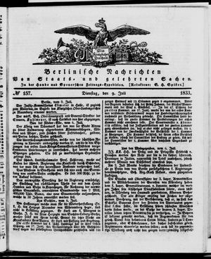 Berlinische Nachrichten von Staats- und gelehrten Sachen vom 09.07.1833