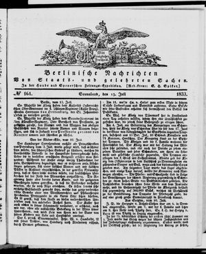 Berlinische Nachrichten von Staats- und gelehrten Sachen vom 13.07.1833