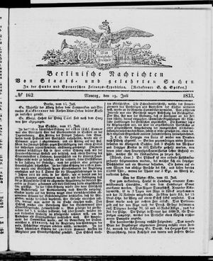 Berlinische Nachrichten von Staats- und gelehrten Sachen vom 15.07.1833