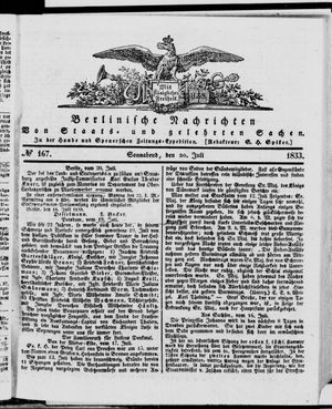 Berlinische Nachrichten von Staats- und gelehrten Sachen vom 20.07.1833