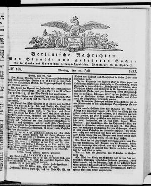 Berlinische Nachrichten von Staats- und gelehrten Sachen vom 22.07.1833