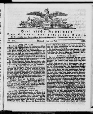 Berlinische Nachrichten von Staats- und gelehrten Sachen vom 24.07.1833