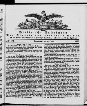 Berlinische Nachrichten von Staats- und gelehrten Sachen on Jul 27, 1833