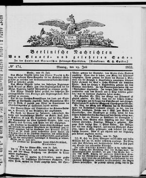 Berlinische Nachrichten von Staats- und gelehrten Sachen vom 29.07.1833