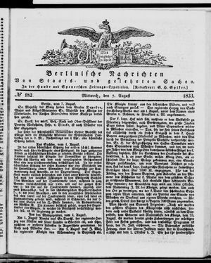 Berlinische Nachrichten von Staats- und gelehrten Sachen vom 07.08.1833