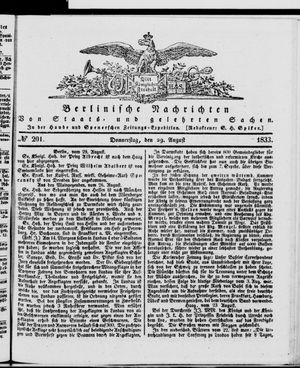 Berlinische Nachrichten von Staats- und gelehrten Sachen vom 29.08.1833
