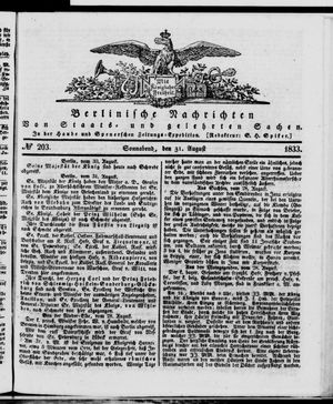 Berlinische Nachrichten von Staats- und gelehrten Sachen vom 31.08.1833