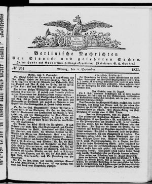 Berlinische Nachrichten von Staats- und gelehrten Sachen vom 02.09.1833