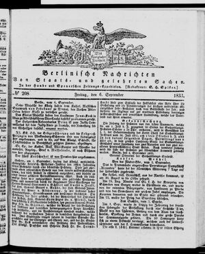 Berlinische Nachrichten von Staats- und gelehrten Sachen vom 06.09.1833
