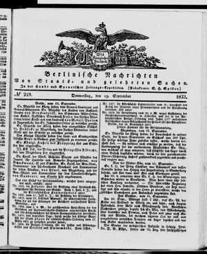 Berlinische Nachrichten von Staats- und gelehrten Sachen vom 19.09.1833