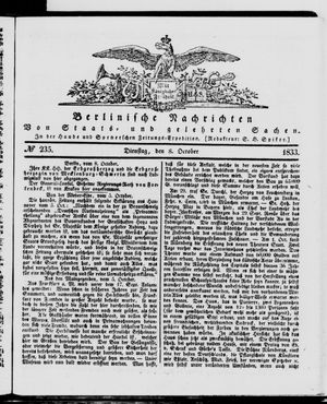 Berlinische Nachrichten von Staats- und gelehrten Sachen vom 08.10.1833