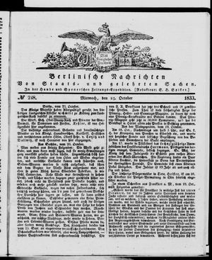 Berlinische Nachrichten von Staats- und gelehrten Sachen vom 23.10.1833