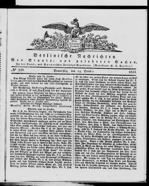 Berlinische Nachrichten von Staats- und gelehrten Sachen vom 24.10.1833