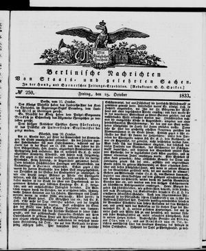 Berlinische Nachrichten von Staats- und gelehrten Sachen vom 25.10.1833