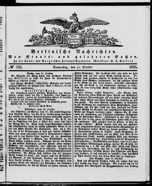 Berlinische Nachrichten von Staats- und gelehrten Sachen vom 31.10.1833