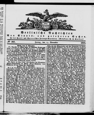 Berlinische Nachrichten von Staats- und gelehrten Sachen vom 15.11.1833