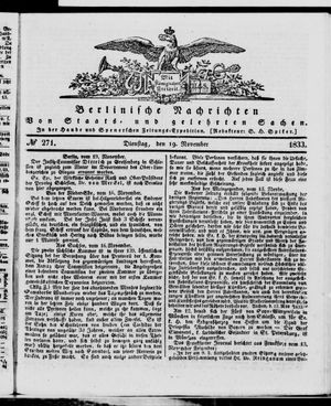 Berlinische Nachrichten von Staats- und gelehrten Sachen vom 19.11.1833