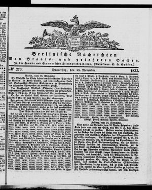 Berlinische Nachrichten von Staats- und gelehrten Sachen vom 28.11.1833