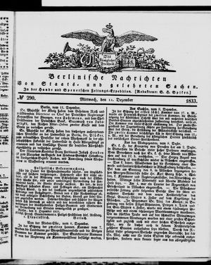 Berlinische Nachrichten von Staats- und gelehrten Sachen vom 11.12.1833