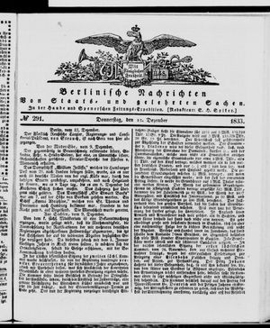 Berlinische Nachrichten von Staats- und gelehrten Sachen vom 12.12.1833