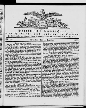 Berlinische Nachrichten von Staats- und gelehrten Sachen vom 14.12.1833