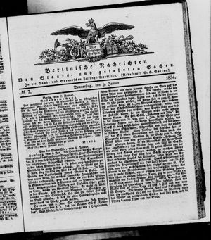 Berlinische Nachrichten von Staats- und gelehrten Sachen vom 09.01.1834