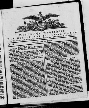 Berlinische Nachrichten von Staats- und gelehrten Sachen vom 29.01.1834
