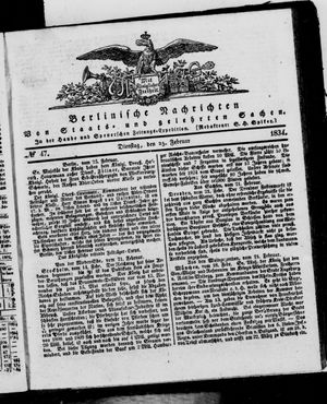 Berlinische Nachrichten von Staats- und gelehrten Sachen vom 25.02.1834