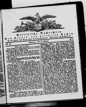 Berlinische Nachrichten von Staats- und gelehrten Sachen vom 26.02.1834