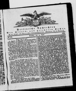 Berlinische Nachrichten von Staats- und gelehrten Sachen vom 15.04.1834