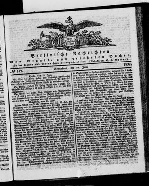 Berlinische Nachrichten von Staats- und gelehrten Sachen vom 21.06.1834