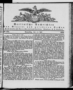 Berlinische Nachrichten von Staats- und gelehrten Sachen vom 17.07.1834