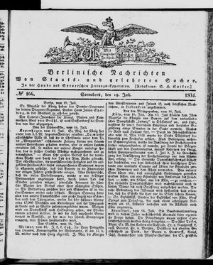 Berlinische Nachrichten von Staats- und gelehrten Sachen vom 19.07.1834