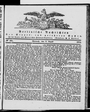 Berlinische Nachrichten von Staats- und gelehrten Sachen on Aug 6, 1834