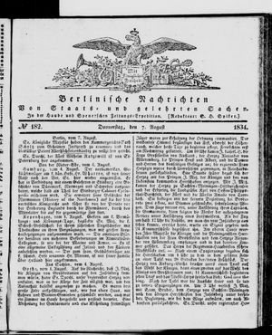 Berlinische Nachrichten von Staats- und gelehrten Sachen vom 07.08.1834