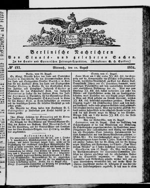 Berlinische Nachrichten von Staats- und gelehrten Sachen vom 20.08.1834