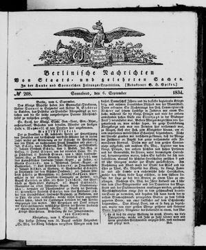 Berlinische Nachrichten von Staats- und gelehrten Sachen vom 06.09.1834