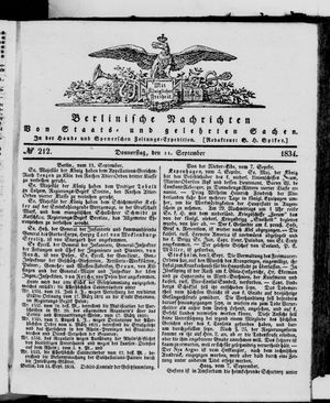 Berlinische Nachrichten von Staats- und gelehrten Sachen vom 11.09.1834