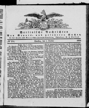 Berlinische Nachrichten von Staats- und gelehrten Sachen on Oct 7, 1834