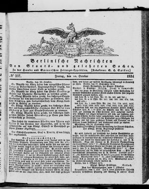 Berlinische Nachrichten von Staats- und gelehrten Sachen on Oct 10, 1834