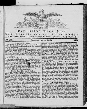 Berlinische Nachrichten von Staats- und gelehrten Sachen on Oct 11, 1834