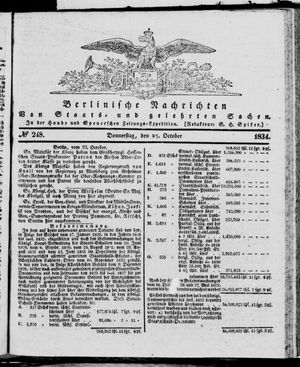Berlinische Nachrichten von Staats- und gelehrten Sachen on Oct 23, 1834