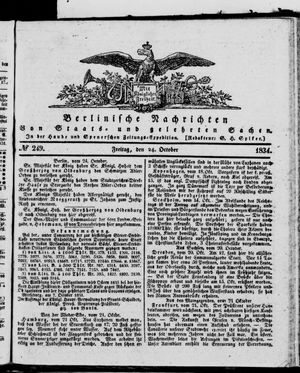 Berlinische Nachrichten von Staats- und gelehrten Sachen vom 24.10.1834