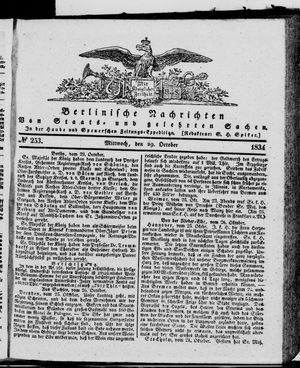 Berlinische Nachrichten von Staats- und gelehrten Sachen vom 29.10.1834