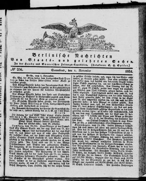 Berlinische Nachrichten von Staats- und gelehrten Sachen vom 01.11.1834