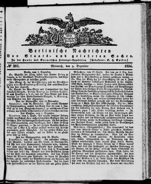 Berlinische Nachrichten von Staats- und gelehrten Sachen on Dec 3, 1834