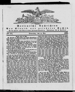 Berlinische Nachrichten von Staats- und gelehrten Sachen vom 14.05.1835