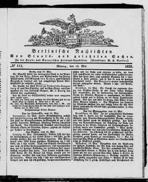Berlinische Nachrichten von Staats- und gelehrten Sachen vom 18.05.1835